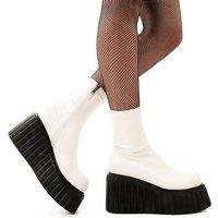 Lamoda Women's Muster Up Chunky Ankle Creeper Boots White PU Bold Platform Chic | Size: 5