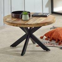 IH Design Bratton Mango Wooden Round Coffee Table Spider Legs in Brown