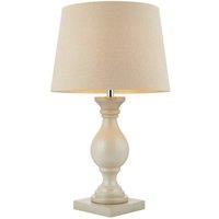 Netlighting Marsham Table Lamp Ivory Linen Effect Taupe Painted Wood E14 in White
