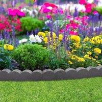 Nicoman Flexible Rubber Garden Border Edging - Scallop Stone 1.2m in Grey | Size: 6 Pack