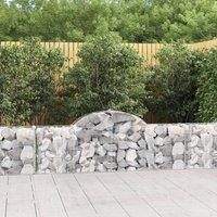Berkfield Home Arched Gabion Baskets 9 pcs 200x30x60/80 cm Galvanised Iron in Silver