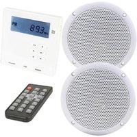 Loops Wall Mounted Micro Bluetooth Amplifier & 2 Ceiling Speaker Kit Stereo HiFi Music