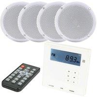 Loops Wall Mounted Micro Bluetooth Amplifier & 4 Ceiling Speaker Kit Stereo HiFi Music