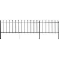 Berkfield Home Garden Fence with Spear Top Steel 5.1x1.2 m Black