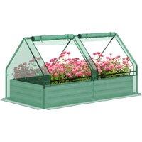 OUTSUNNY Raised Garden Bed Planter Box with Greenhouse in Green