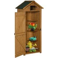 OUTSUNNY Wooden Garden Storage Shed Tool Storage Box, 77 x 54 x 179 cm in Brown