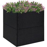 Berkfield Home Garden Planter Black 80x80x80 cm Poly Rattan | Size: 80 x 80 x 80 cm