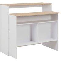 Berkfield Home Bar Table with 2 Table Tops White & Oak 130x40x120 cm | Size: 130 x 40 x 120 cm