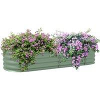 OUTSUNNY Galvanised Raised Garden Bed Planter Box with Safety Edging in Green
