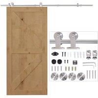 HOMCOM Wooden Sliding Door Kit Stainless Steel Operation Hardware in Silver