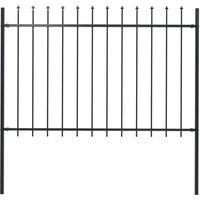 Garden Fence with Spear Top Steel 1.7x1.2 m Black