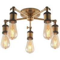 Netlighting Hal Multi Arm Lamp Semi Flush Ceiling Lamp Antique Brass Plate in Gold