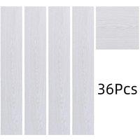Living and Home 36Pcs White Self Adhesive Waterproof Wear-Resistant PVC Wood Grain Effect Flooring, 5m Pack