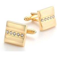 Charles William Men's Gold Cufflinks with Row of Five Stone Elements