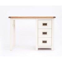 Cabinet Bits Lovere 3 Drawer Desk - Dressing Table Brass Drop Handle in Off-White