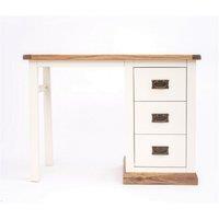 Cabinet Bits Tropea 3 Drawer Desk - Dressing Table Brass Drop Handle in Off-White