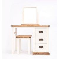 Cabinet Bits Tropea 3 Drawer Dressing Table Set Brass Drop Handle in Off-White
