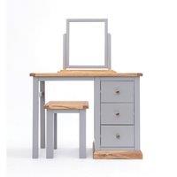 Cabinet Bits Biccari 3 Drawer Dressing Table Set Brass Knob in Grey