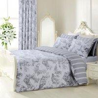 Velosso Toille Cotton Rich Printed Duvet Cover & Pillowcase Set in Grey | Size: Super King