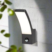 CGC Lighting 'Millie' Black Curved LED Wall Light PIR Motion Sensor Diecast Aluminium Opal Diffuser 4000k IP54