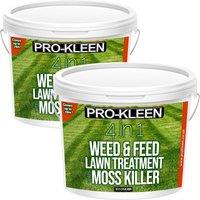 ProKleen 4 in 1 Weed & Feed Lawn Treatment with Moss Killer - 2 x 2.5KG in Green