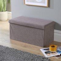 Home Source Ottoman Storage Chest Corduroy Fabric Large Folding Solid Space Saving in Grey