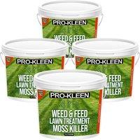ProKleen 4 in 1 Weed & Feed Lawn Treatment with Moss Killer - 4 x 2.5KG in Green