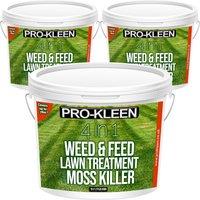 ProKleen 4 in 1 Weed & Feed Lawn Treatment with Moss Killer - 3 x 2.5KG in Green
