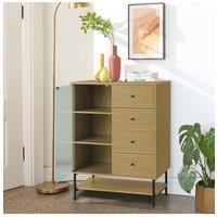 4-Tier Wooden Storage Cabinet with Bottom Shelf