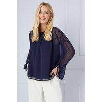 Petite Dobby Tie Sleeve Top