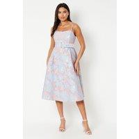 Strapless Jacquard Midi Dress