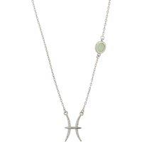 Latelita Women's Zodiac Birthstone Pisces Necklace Aqua Chalcedony Silver in Blue