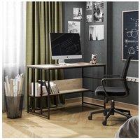 Wooden Metal Office Study Desk with Storage Book Shelf