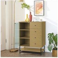 4-Tier Wooden Storage Cabinet with Bottom Shelf