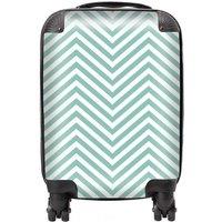 Warren Reed - Designer Geometric Chevron Pattern Suitcase in Green | Size: Small
