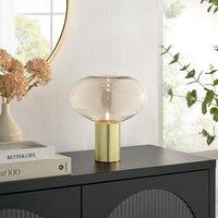 FurnitureboxUK Sarah Brass Metal & Glass Table Desk Lamp in Brown