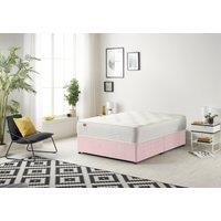 Somnior Tweed Fabric Divan Bed with Sprung Memory Foam Mattress in Pink | Size: Small Double