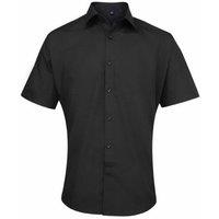 Premier Men's Supreme Poplin Short-Sleeved Shirt in Black | Size: 15.5 in