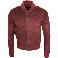 Infinity Leather Men's Varsity Soft Suede Leather Bomber Jacket in Burgundy | Size: 5XL