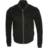 Infinity Leather Men's Varsity Soft Suede Leather Bomber Jacket in Black | Size: 3XL