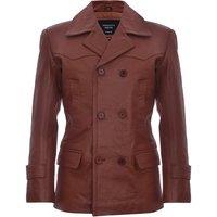 Cow Hide Dr Who Naval German Pea Coat Leather Jacket