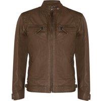 Infinity Leather Men's Leather Rock Racing Quilted Biker Jacket in Brown | Size: Small