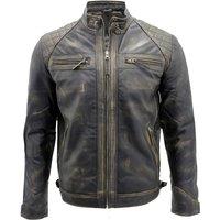 Infinity Leather Men's Leather Rock Racing Quilted Biker Jacket in Black | Size: 5XL