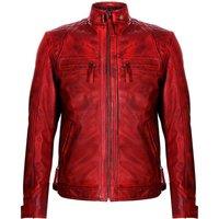 Infinity Leather Men's Leather Rock Racing Quilted Biker Jacket in Red | Size: 4XL