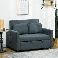 HOMCOM Fabric Convertible 2 Seater Sofa Bed with 2 Cushions for Living Room in Grey