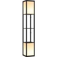 HOMCOM Floor Lamp with Shelves & Dual Light, Standing Lamp for Living Room in Black