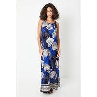 Tall Palm Print Jersey Halter Maxi Swing Dress