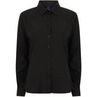 Henbury Women's Moisture Wicking Long-Sleeved Shirt in Black | Size: XS