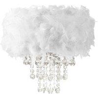 Happy Homewares Feather Pendant Light Shade with Transparent Acrylic Droplets in White
