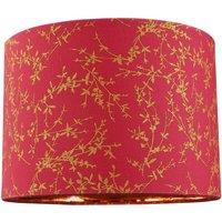 Happy Homewares Modern Soft Cotton Fabric Lamp Shade with Shiny Foil Floral Decoration in Burgundy | Size: 10 inches